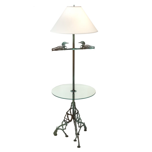 Meyda Lighting Loon 65'' Antique Copper Verdi Tray Table Floor Lamp